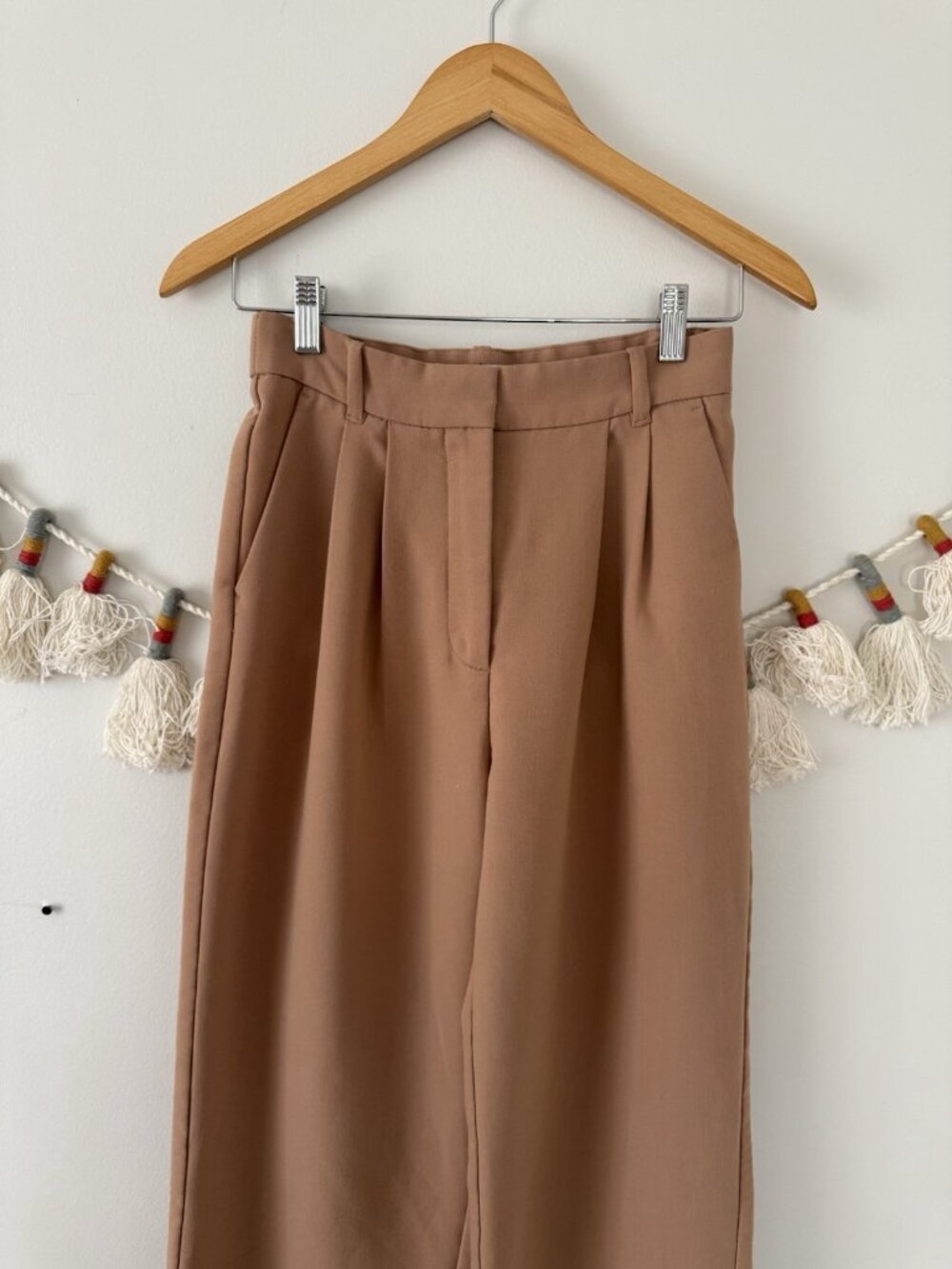 Abercrombie & Fitch Sloane Tailored Wide Leg Trouser Pant Brown Dressy Neutral 2 - Picture 4 of 10